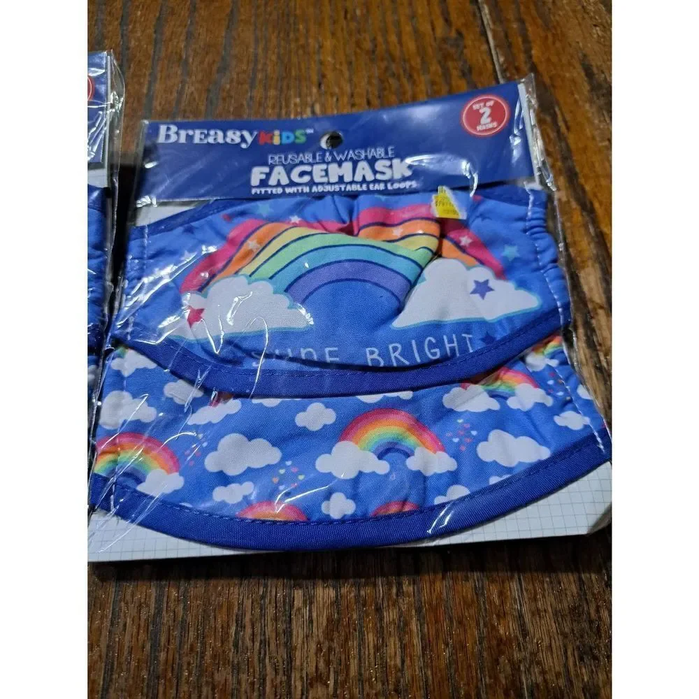 New 4 Breasy Kids Reusable Washable Fitted with Adjustable Ear Loops Facemask